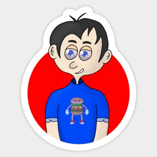 Boy who loves hamburgers Sticker